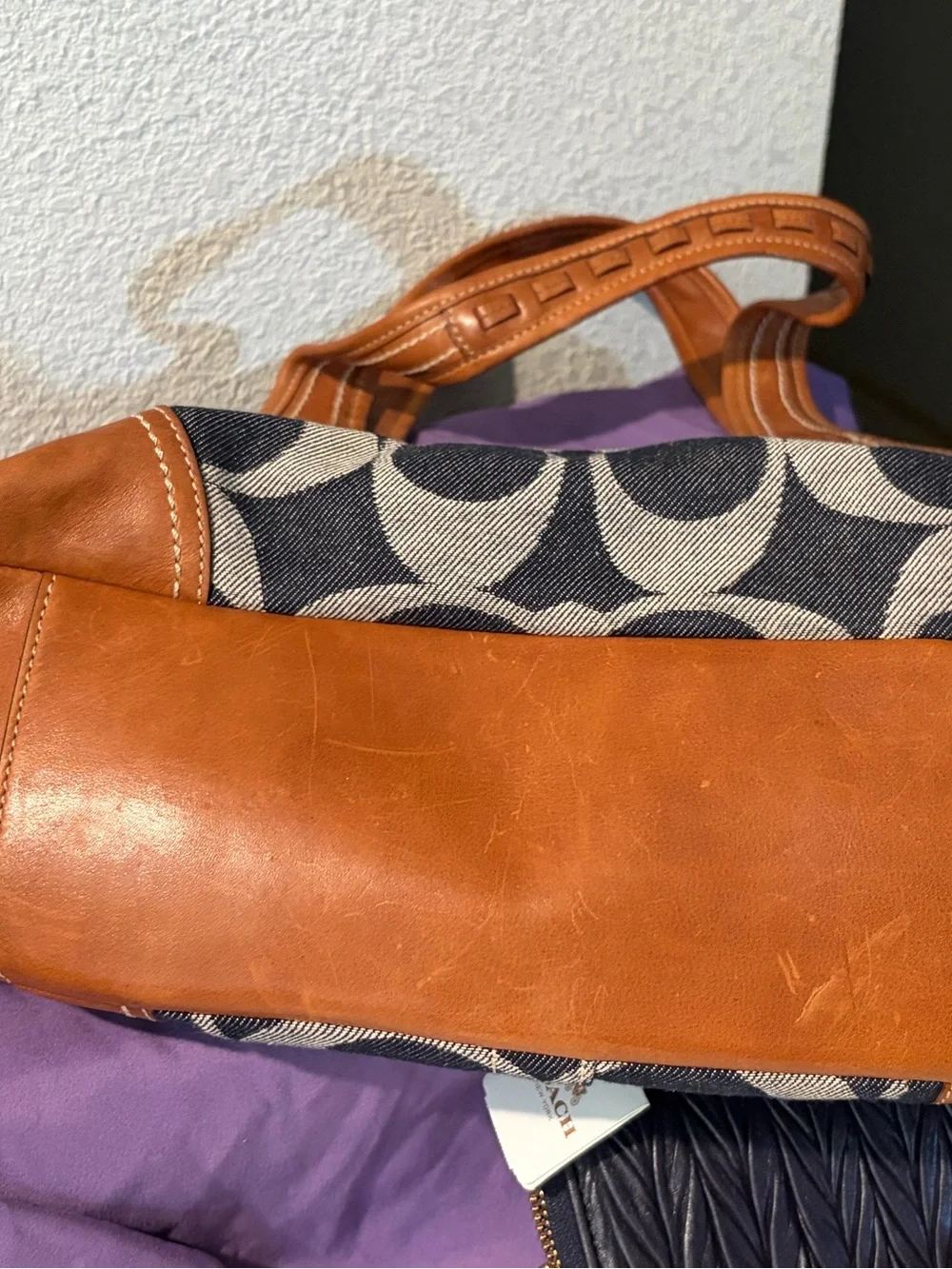 Coach Ergo Denim Kisslock Hobo Satchel NWOT & Navy Twisted Leather Wallet NWT